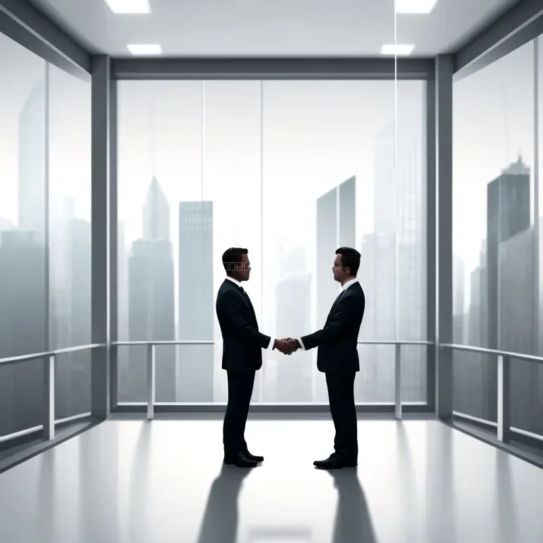 Group of business leaders collaborating with digital interfaces